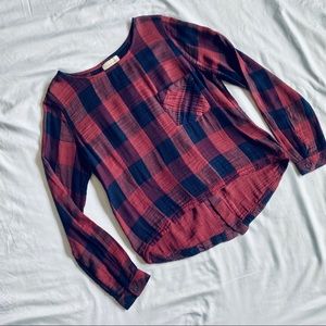 Cloth & Stone Women’s Top Navy Blue and Red Size M